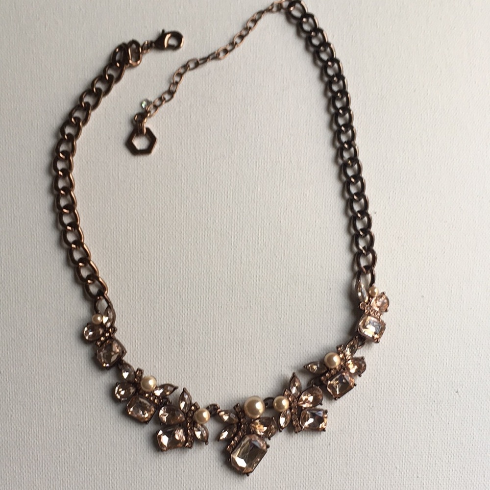 Vintage Pearl and Rhinestone Statement Necklace